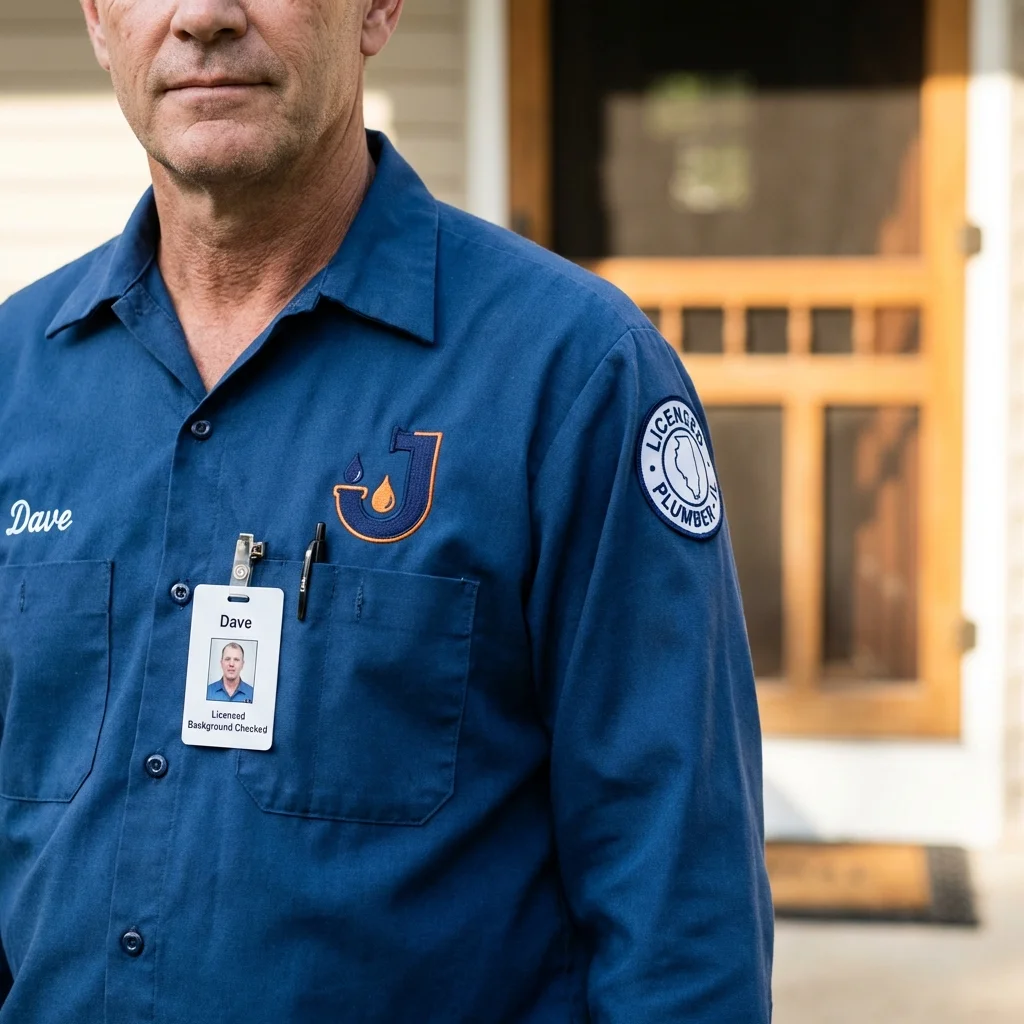 Licensed plumber showing ID badge in Emerald Isle, NC