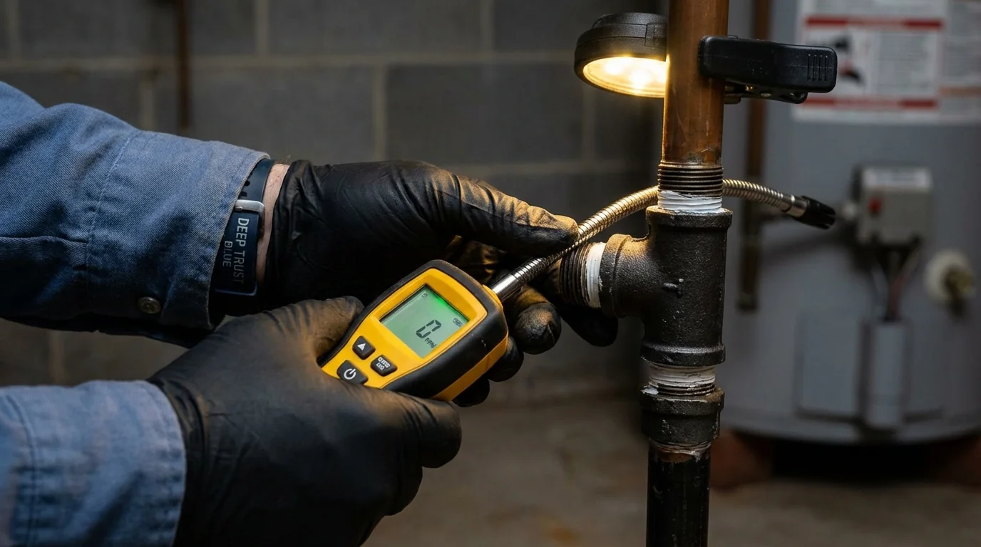 Gas leak detection with electronic sniffer by Johns Plumbing LLC in Emerald Isle