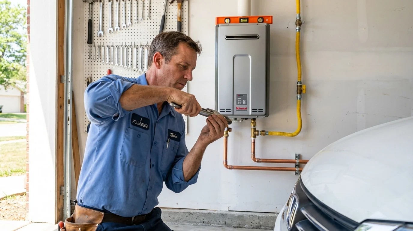 Tankless water heater installation by a Johns Plumbing LLC plumber in Emerald Isle